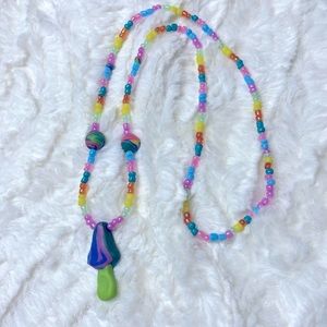 Mushroom Beaded Hippie Psychedelic Necklace Hand Made